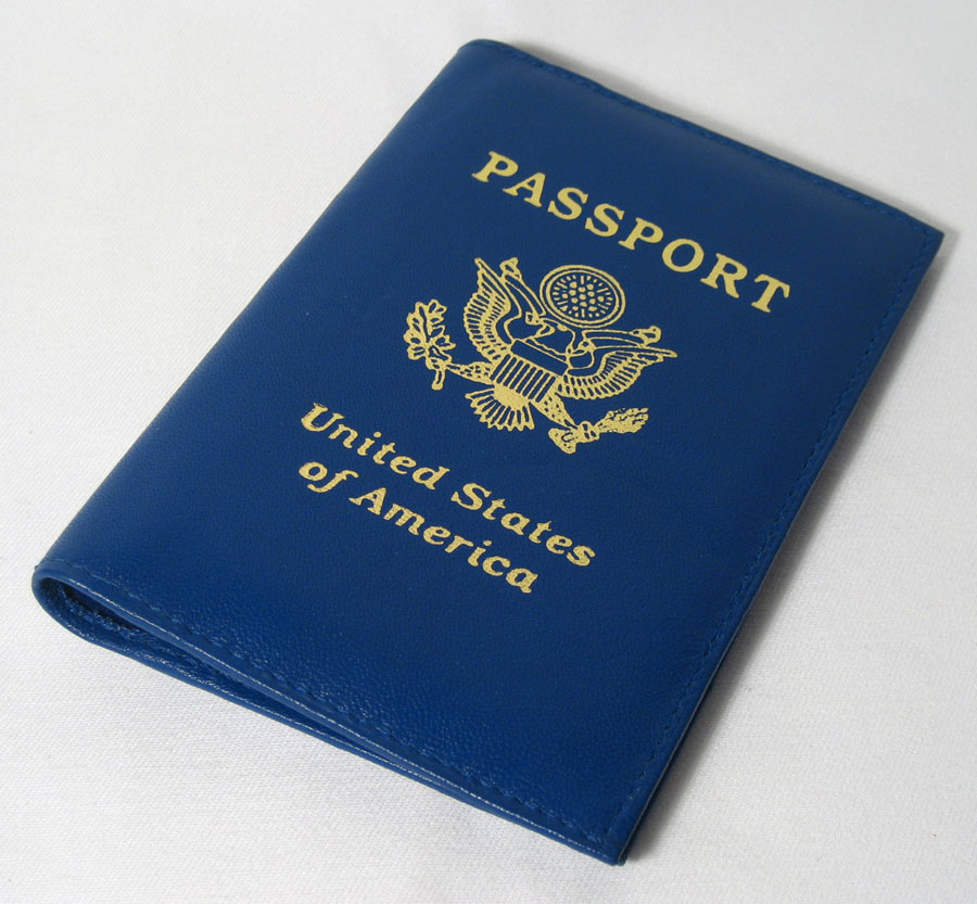 GENUINE BLUE LEATHER PASSPORT COVER HOLDER CASE WALLET