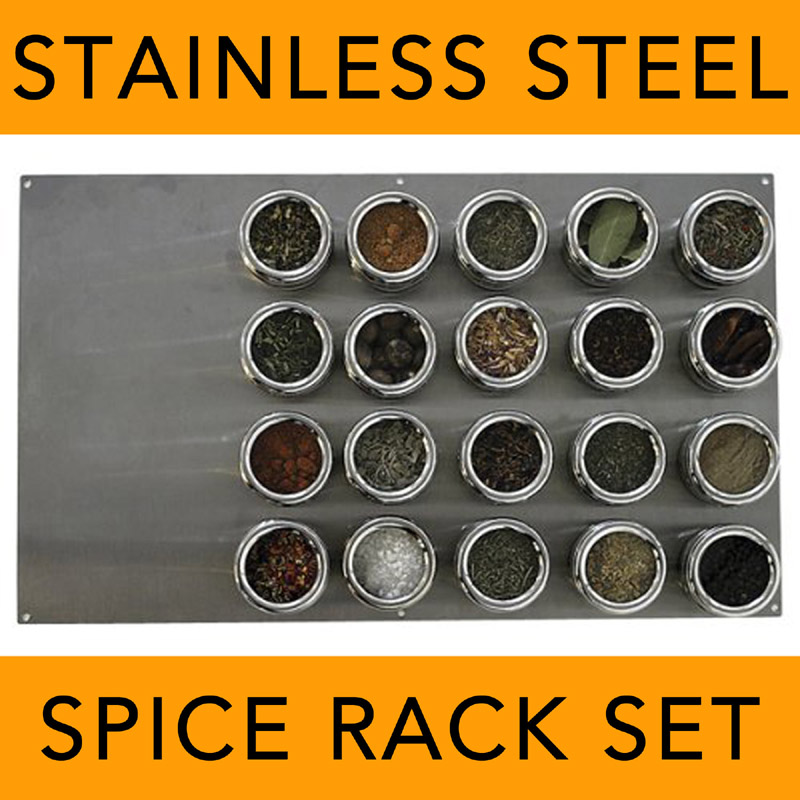 21 pc Stainless Steel  SOHO Magnetic Spice Rack Set New