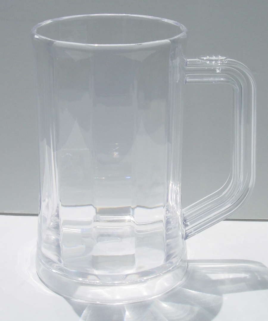 Clear Plastic Beer Mugs Set of 6 Steins Glasses 16 oz Glass Cup Beer