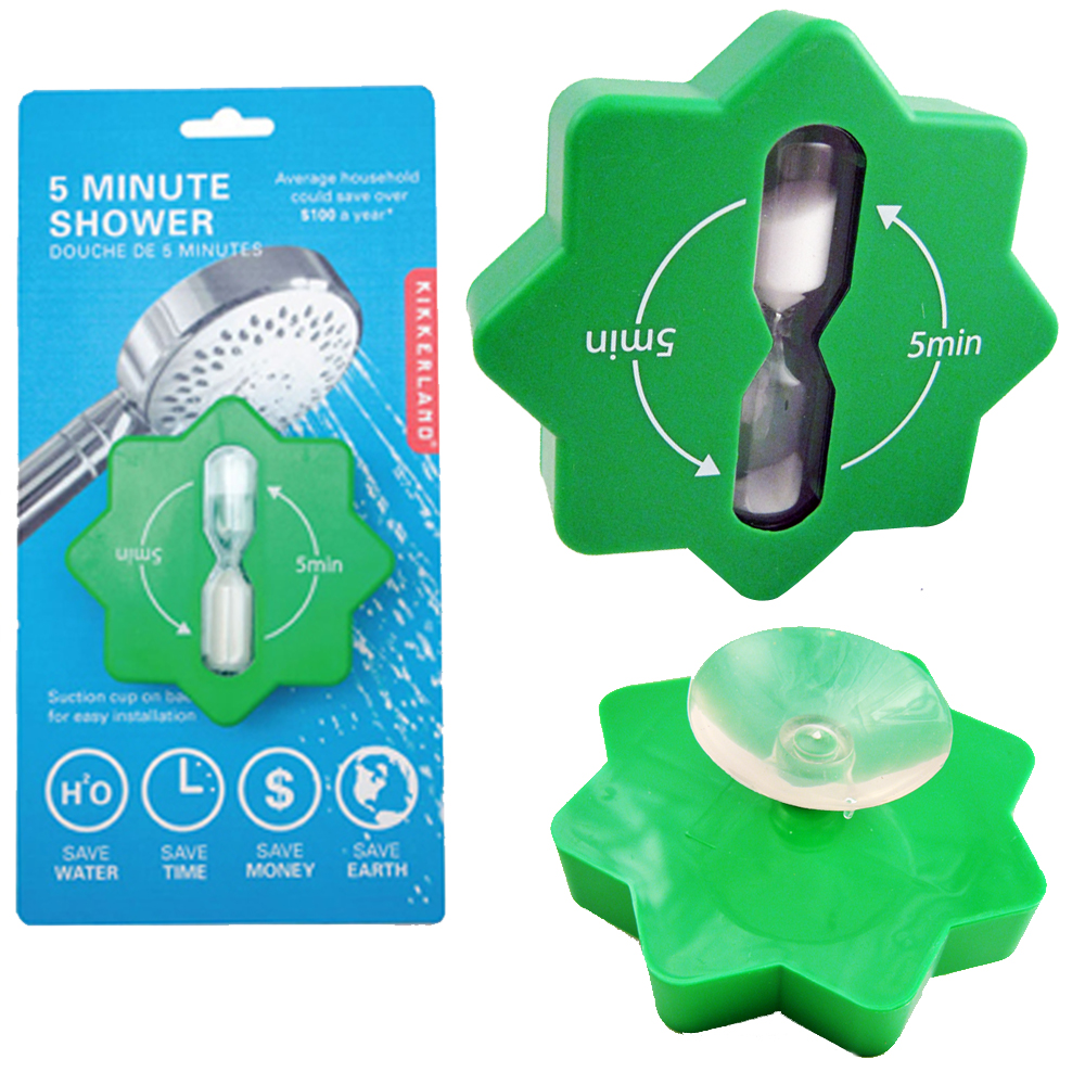 Kikkerland 5 Minute Shower Hour Glass Timer Save Water