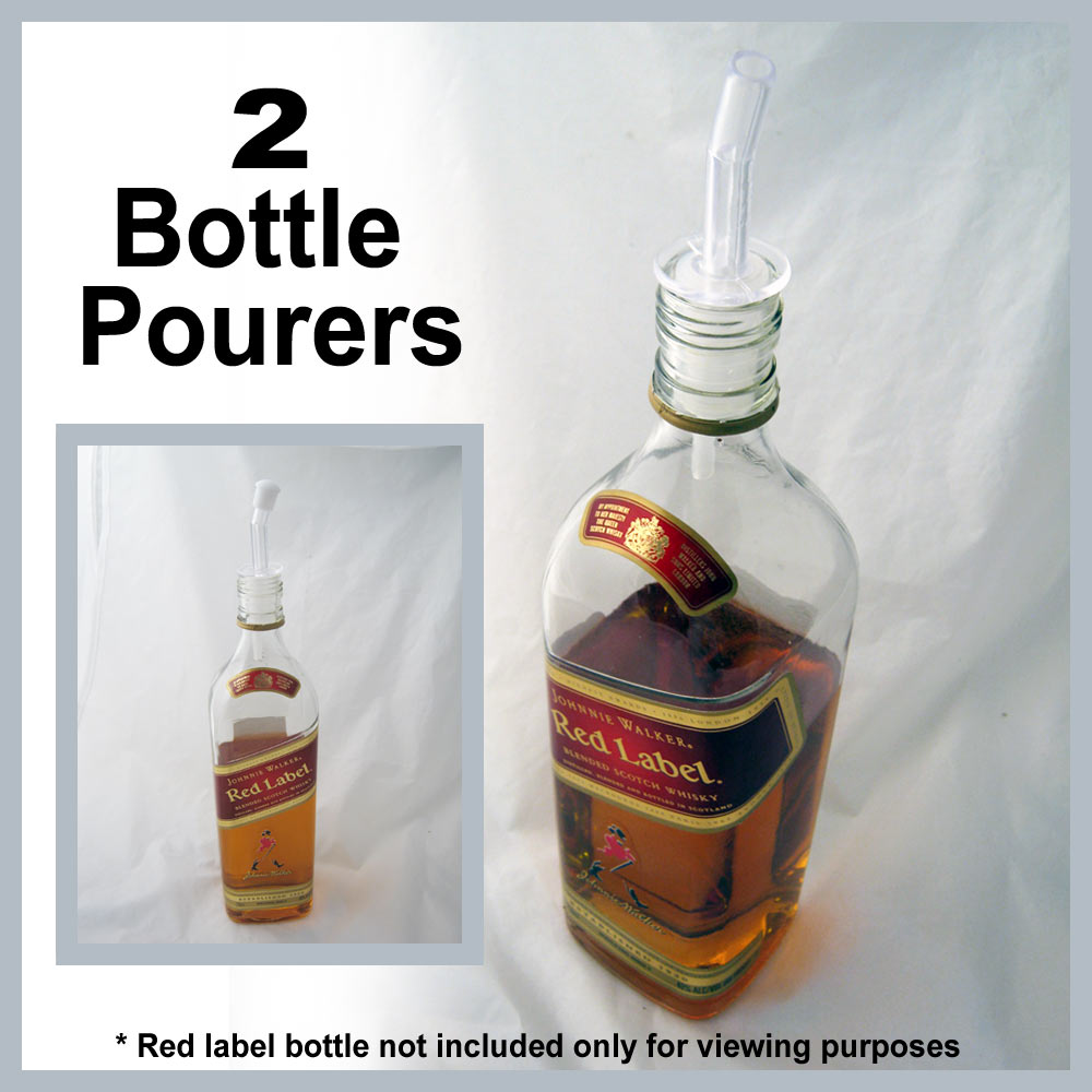 Set of 2 Bottle Pourers Wine Liquor Stopper Spout Bar Plastic Free Flow