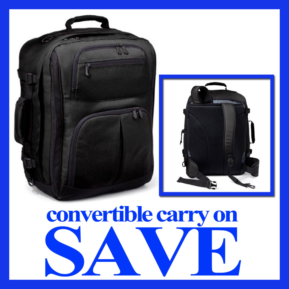 Rick Steves Convertible Carry On Black Backpack Bag Wheeled Travel