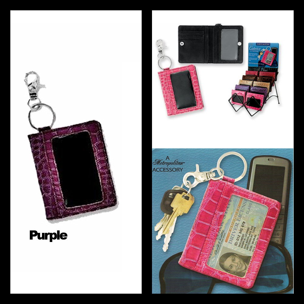 Metropolitan Caprice Leather Wallet ID Holder Credit Card Case Keychain