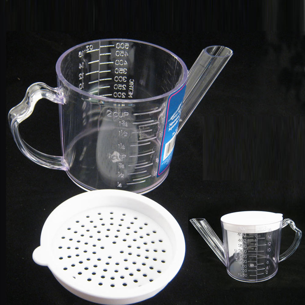 Gravy Oil Fat Separator Measuring 2 Cups w/ Strainer Seperator Measurer