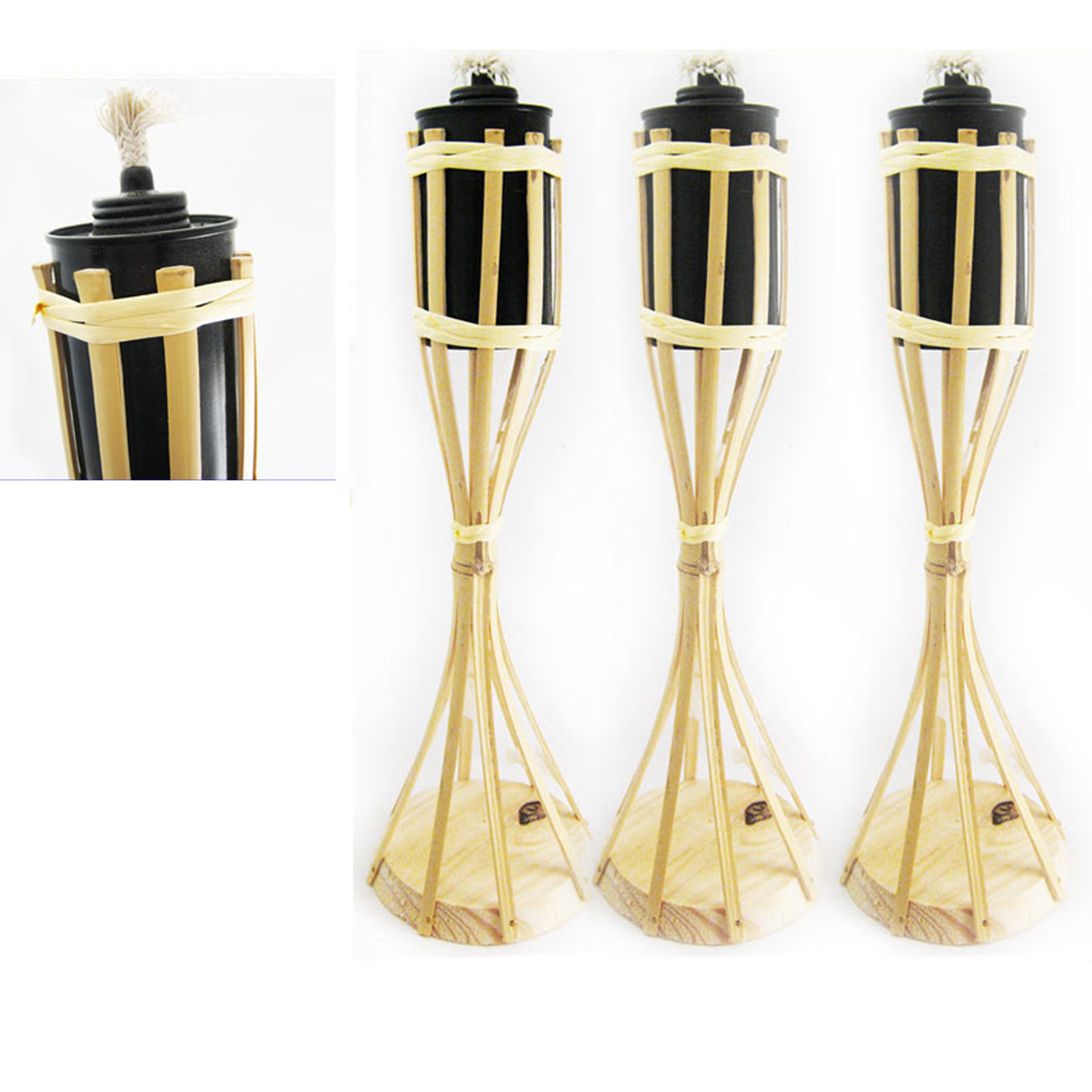 3 Bamboo Torch Tiki Tropical Decor Luau Party Garden Light Torches Lamp Fire New eBay