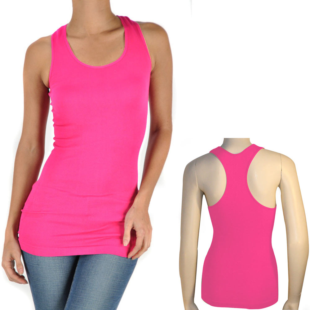 Women's Seamless Racerback Tank Top Stretch Sleeveless Basic Cami