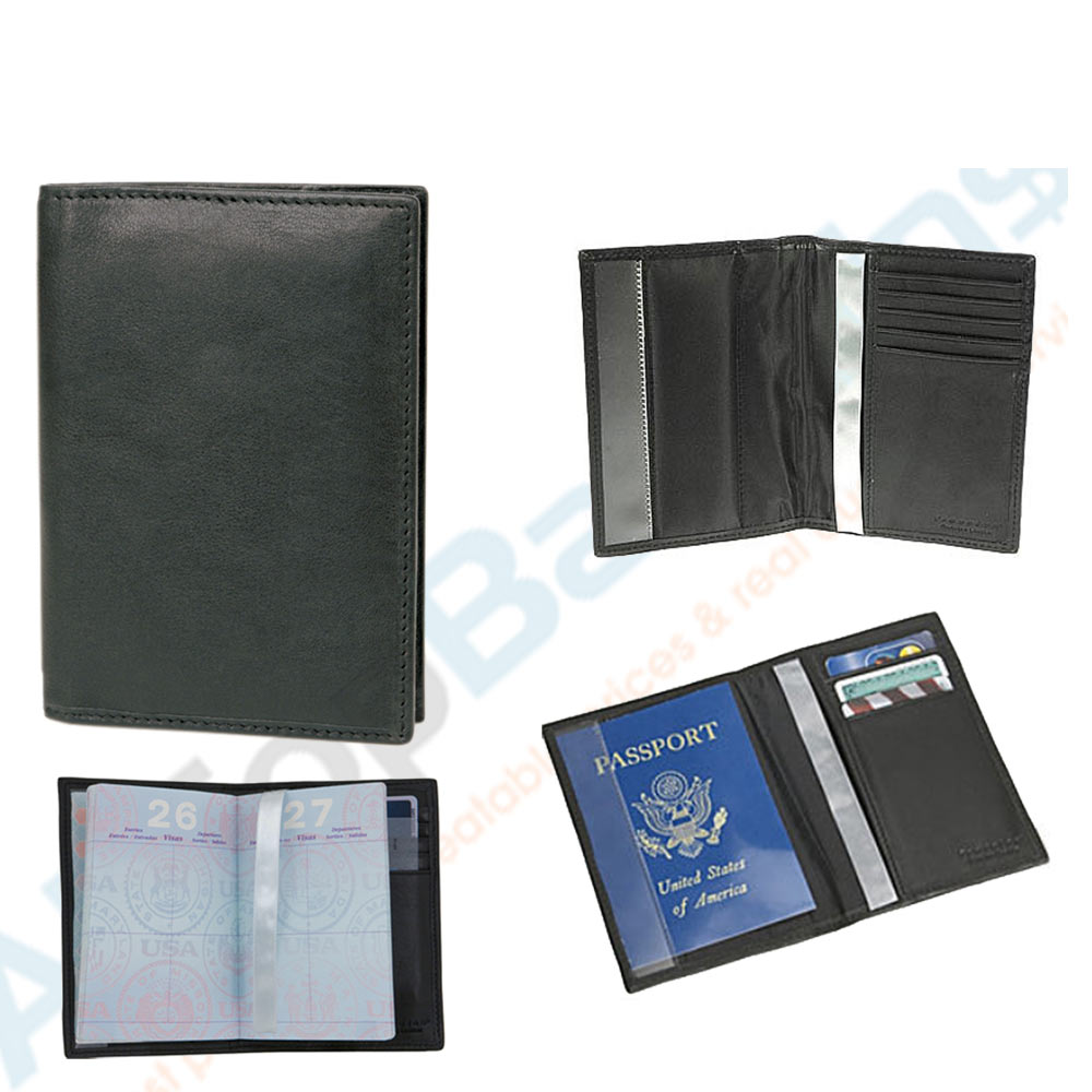 Travelon Black Leather RFID Blocking Passport Holder Case Travel Id