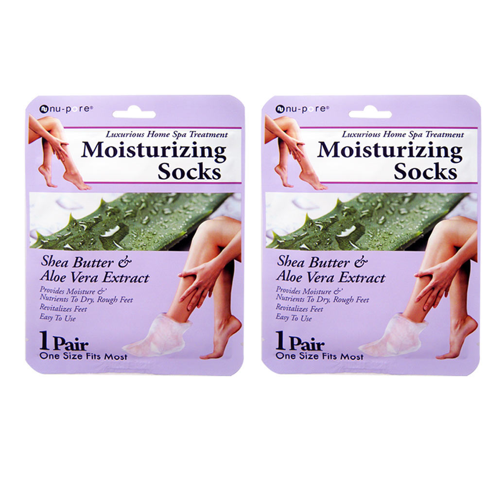 2 Pair Moisturizing Socks Foot Spa Home Treatment Aloe Skin Moisture