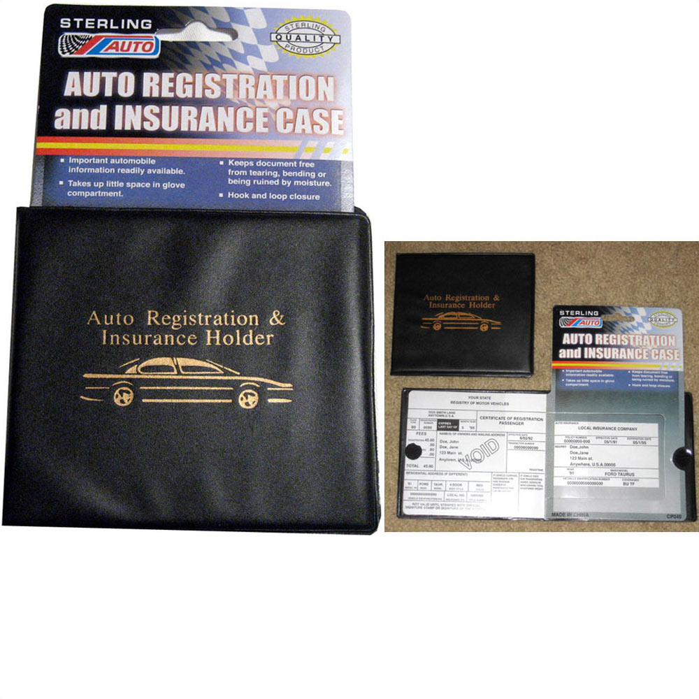 ... Car Truck Registration Insurance Document Holder Wallet Black Case Id