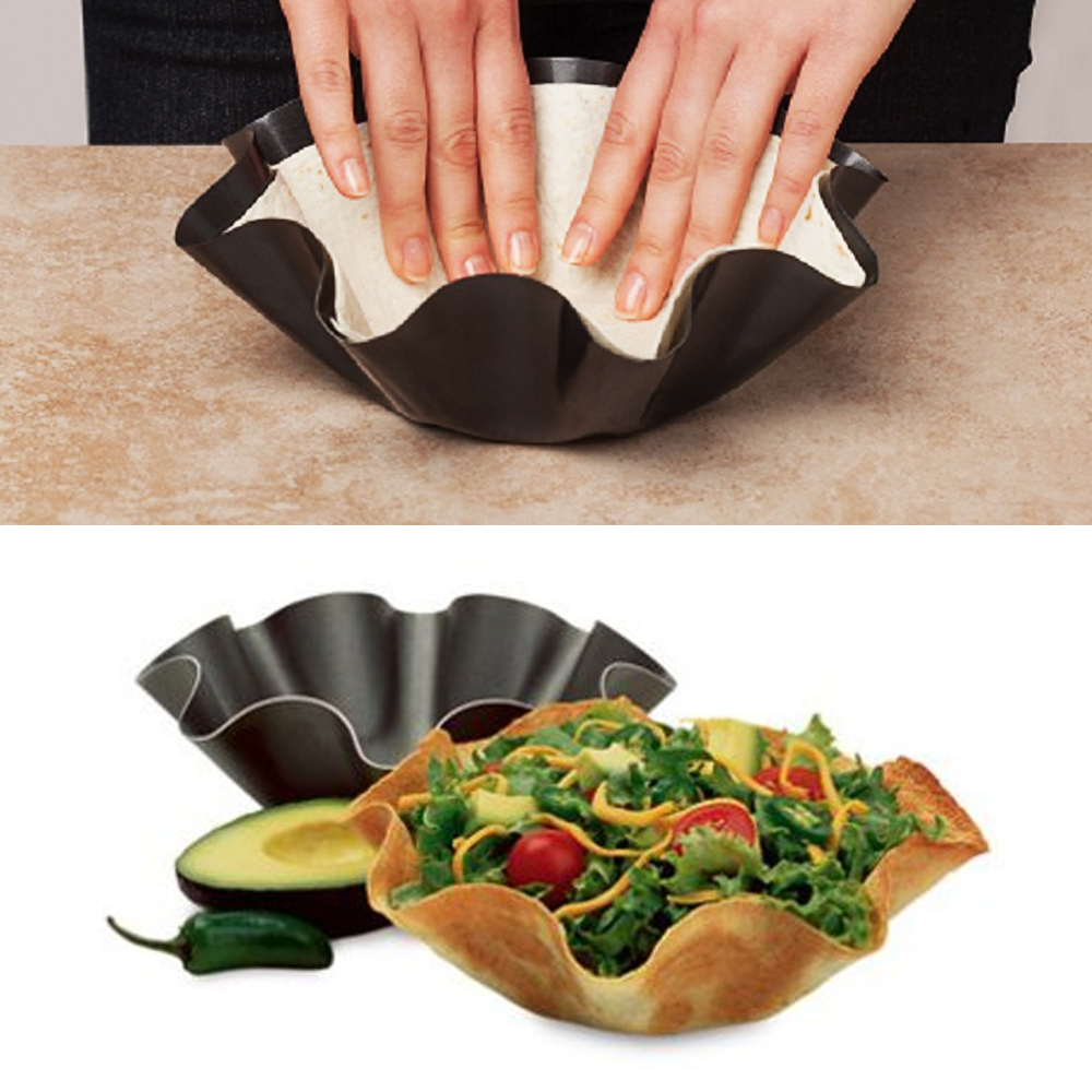 2 Quick Easy Tortilla Maker Taco Bowl Press Shell Nonstick Pan Baker