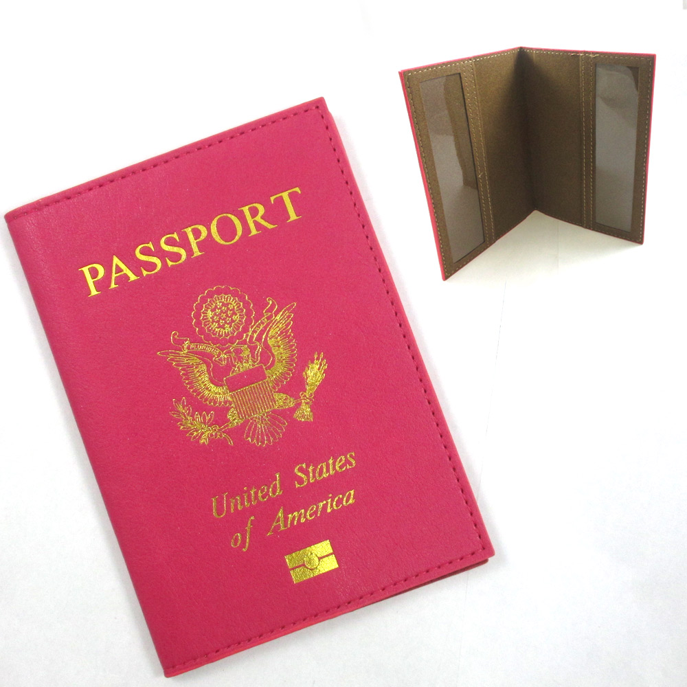 PINK LEATHER PASSPORT COVER HOLDER WALLET CASE TRAVEL NEW US EMBLEM GOLD GIFT !! eBay