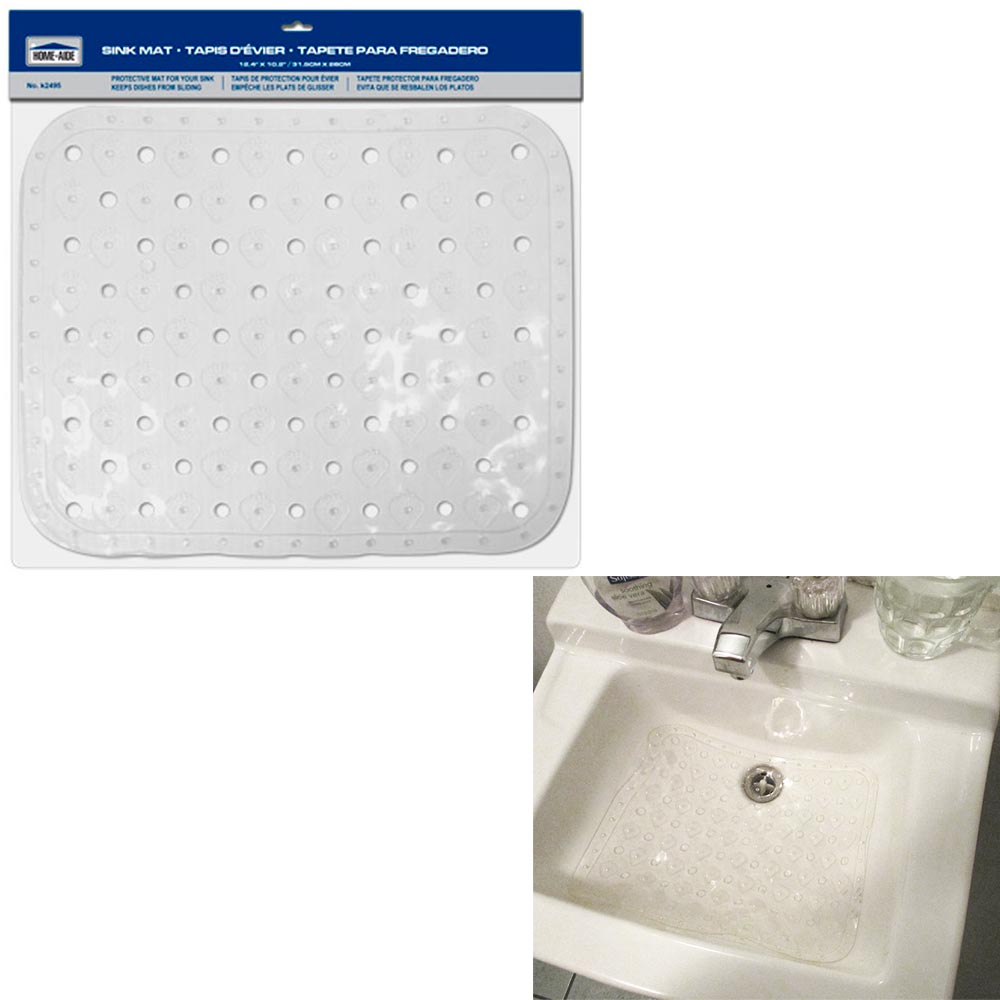 Large Kitchen Sink Protector Mat Clear Vinyl Gadget Tools Drain Dish 2.