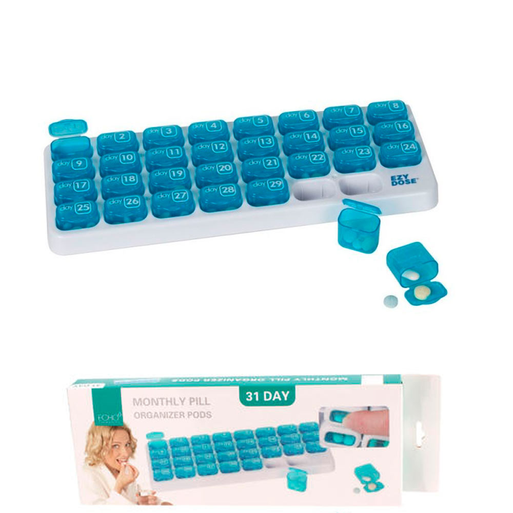31 Day Monthly Pill Organizer Medication Pod Compartment Planner Box