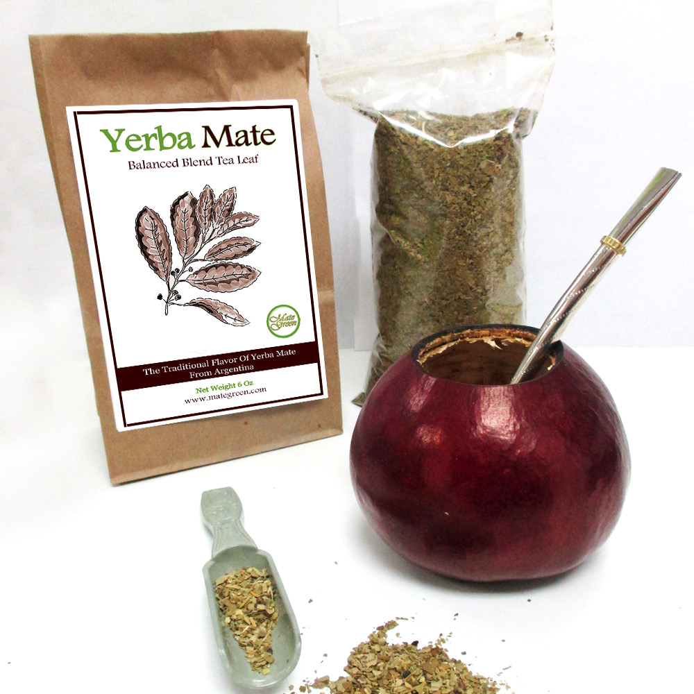 4 Pc Argentina Yerba Mate Tea Gourd 6 Oz Cup Bombilla Combo Leaf Bag