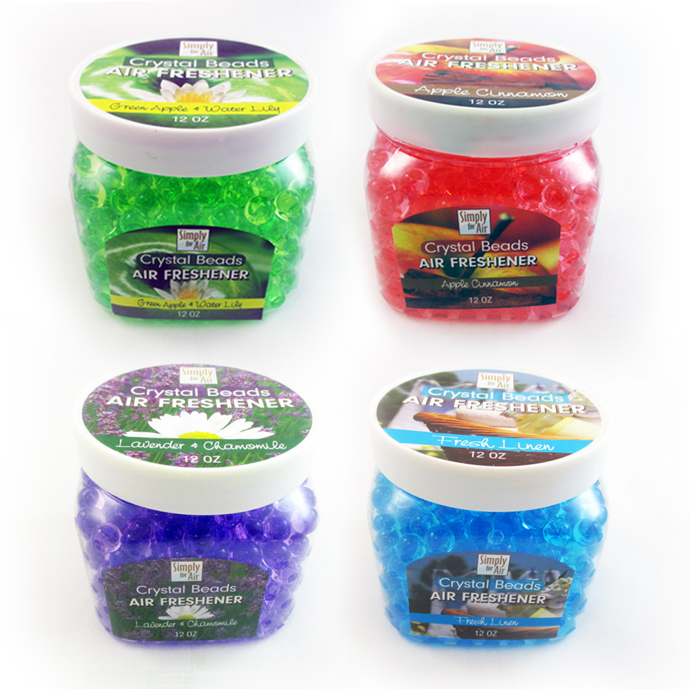 4 Jar Pack Crystal Beads Air Freshener Instant Odor Eliminator Home Car