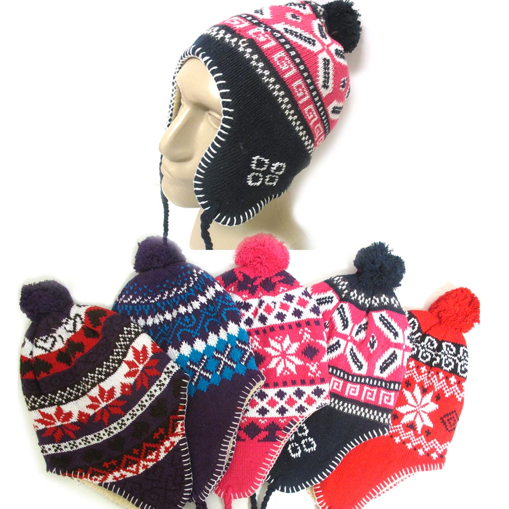 1 Peruvian Winter Ear Flap Muff Ski Hat Skully Beanie Cap Snow Mens