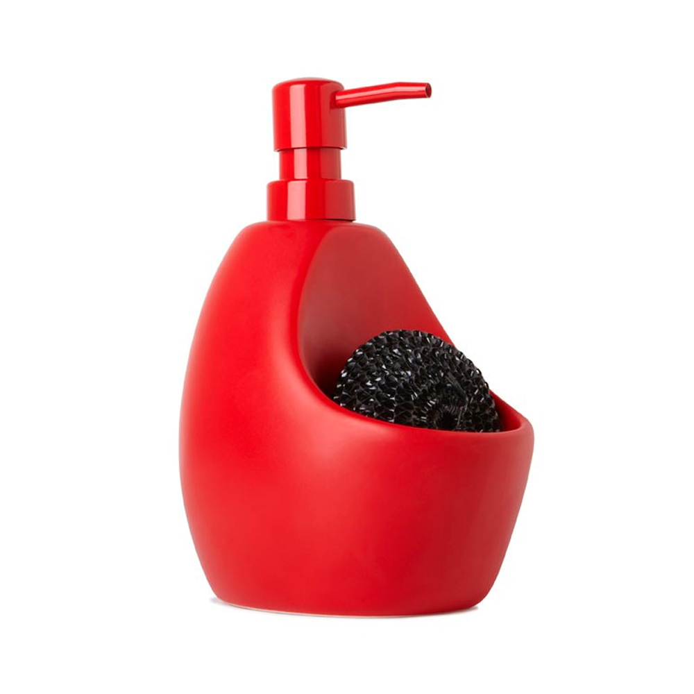 Umbra Soap Pump With Scrubby Holder Ceramic Joey Liquid Dispenser