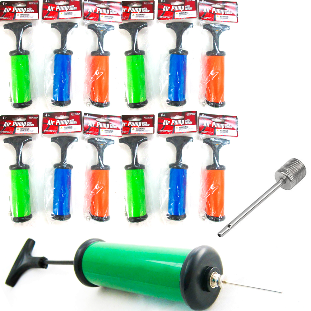 12 Hand Air Pump with Needle Footbal Basketball Ball Balloons Sports