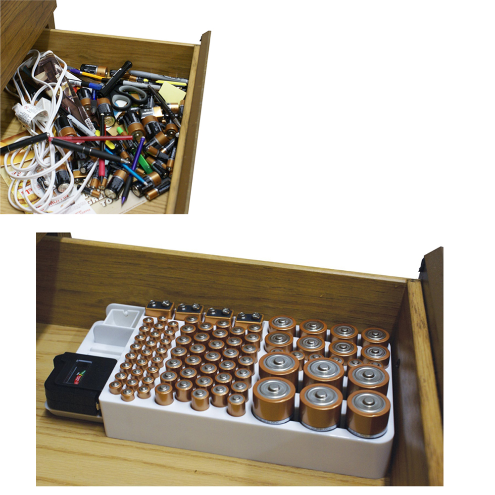 Battery Storage Organizer Rack 82 Holder Tester Case Box Organize Hold