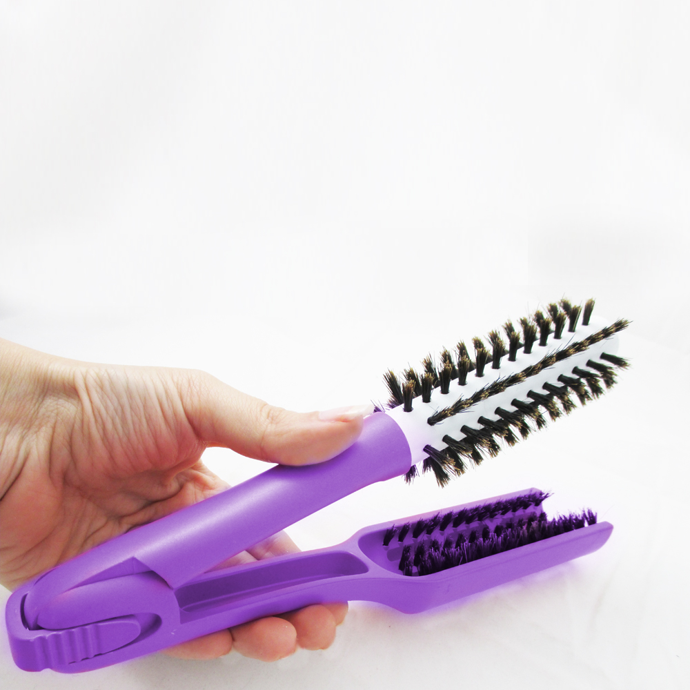 Hair Straightening Curling Styling Brush Tourmaline Ceramic Flat