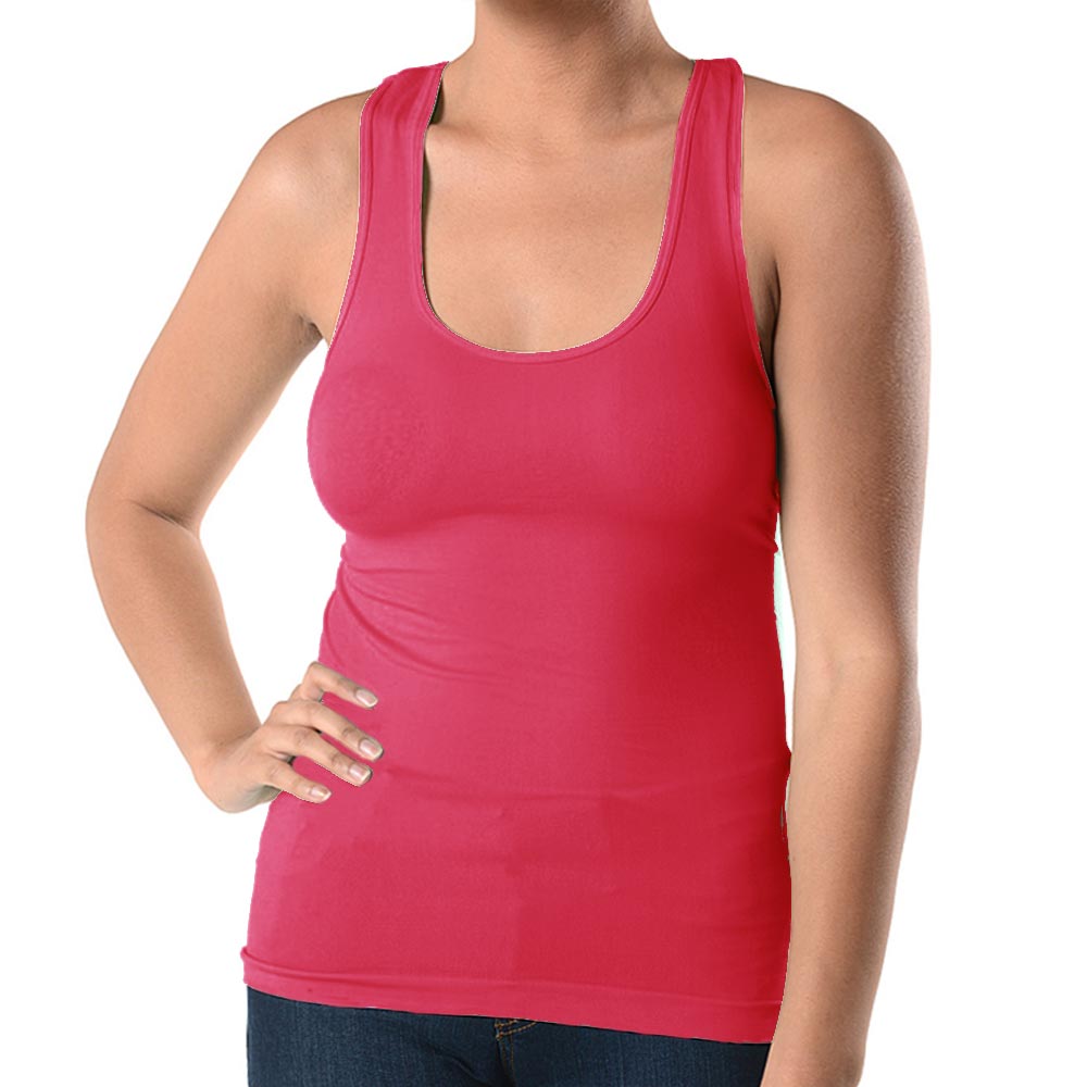 Womens Plus Size Basic Cami Tank Top Racerback Stretch Long Shirt Yoga
