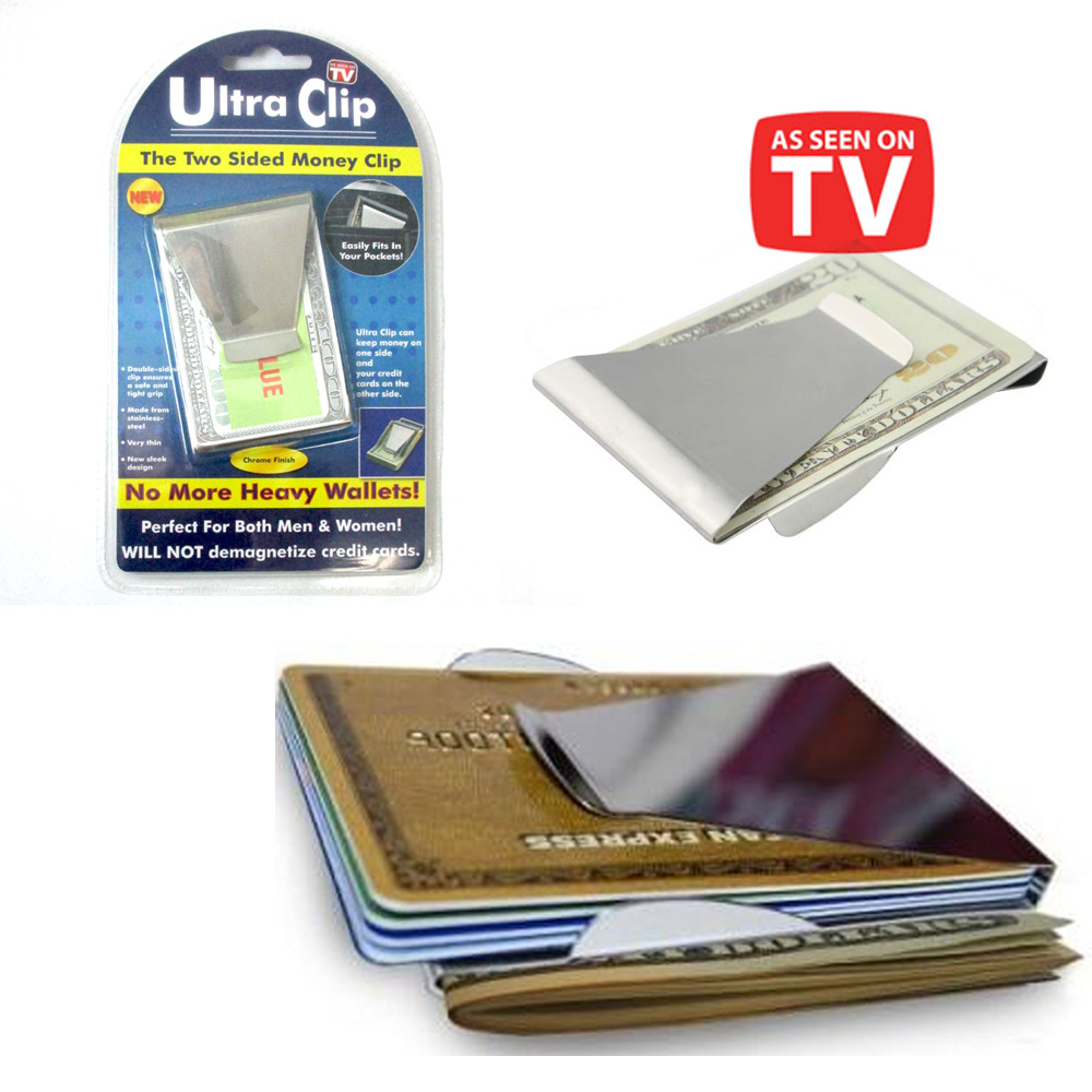 Ultra Slim Double Sided Money Clip Cash Credit Card Holder Wallet As Seen On Tv | eBay