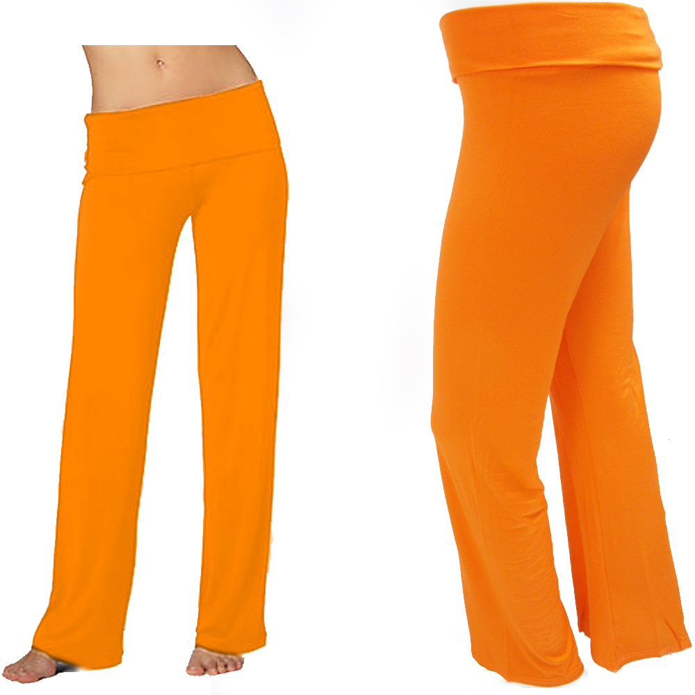 Women Soft Comfy Flare Yoga Pant Foldover Waist Lounge Gym Athletic