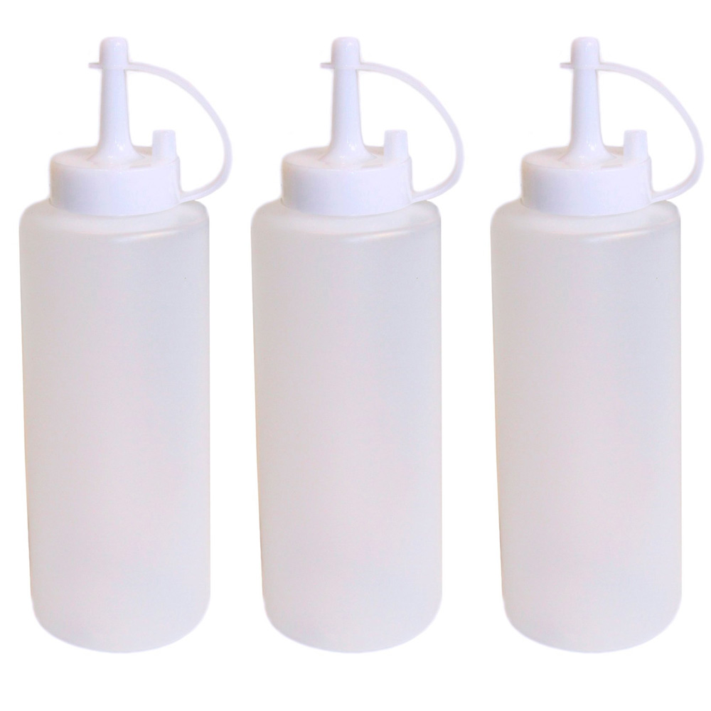 3 Clear Plastic Squeeze Bottle Condiment Dispenser Ketchup Mustard Sauce 22 Oz