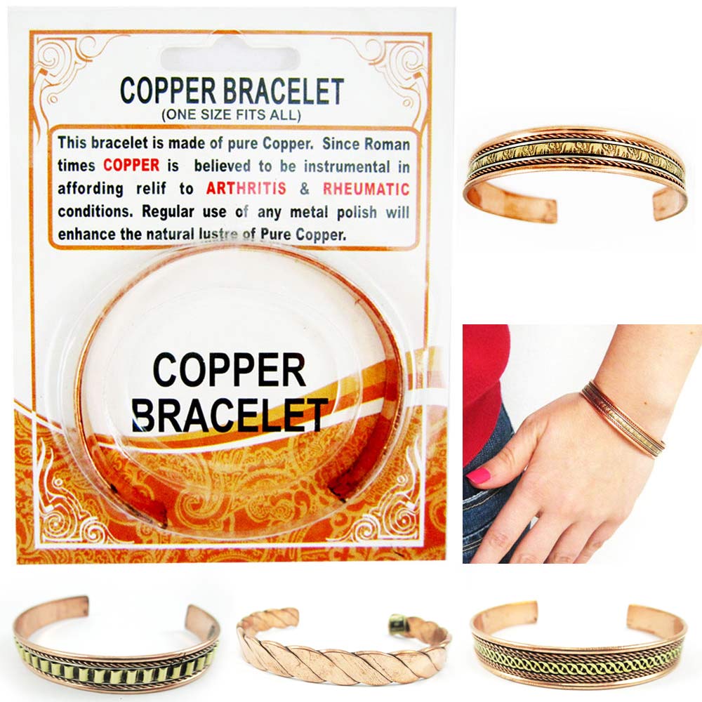 Copper Pain Relief Healing Therapy Arthritis Cuff Bracelet Bangle Women