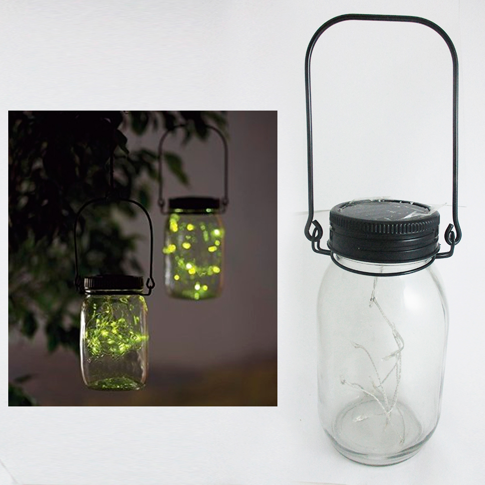 Mason Jar Solar Lid Light Up String Hanging Lantern 9 LED Powered
