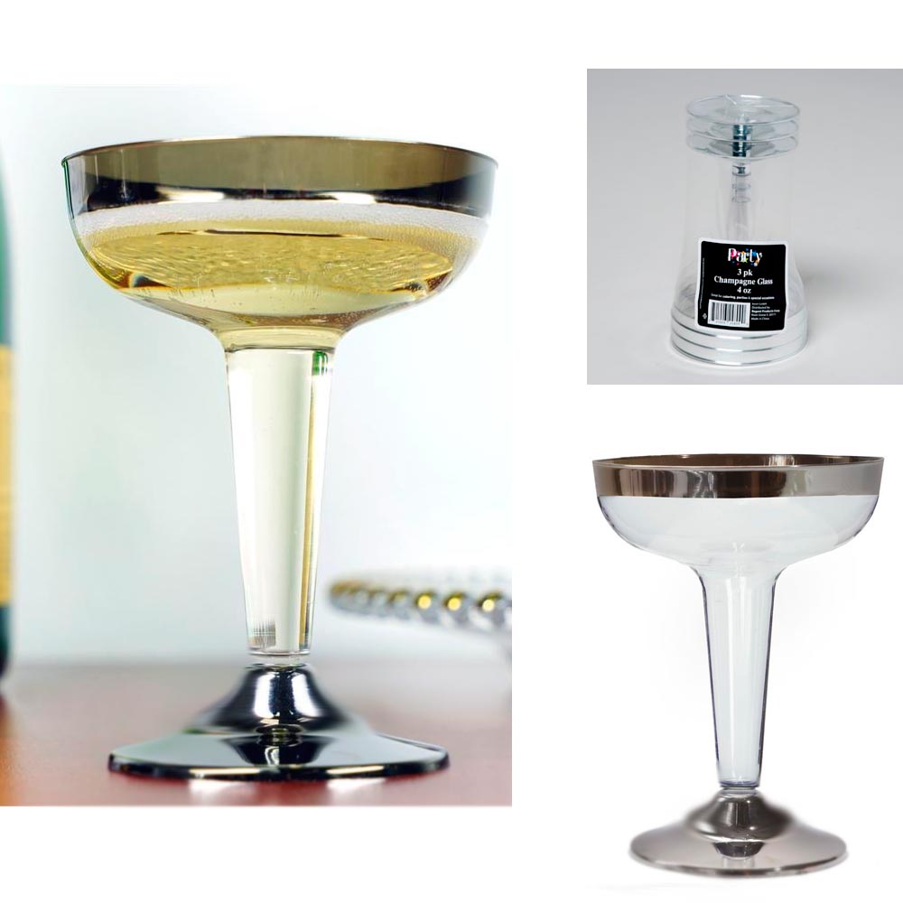 12 Plastic Champagne Wine Flutes Disposable Glasses 4oz Wedding Party