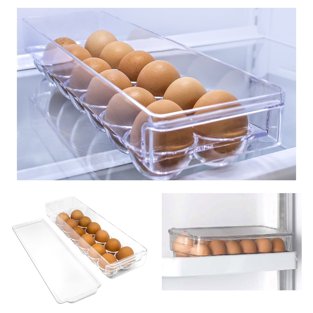 מיכלי אחסון מזון Egg Holder Refrigerator Storage Lid Fridge Freezer