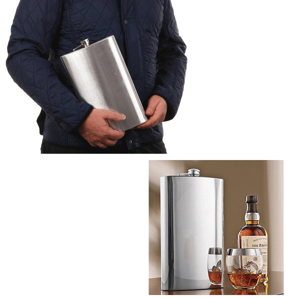 Jumbo Flask 64 oz Stainless Steel Alcohol Drink Cap Large Party Novelty