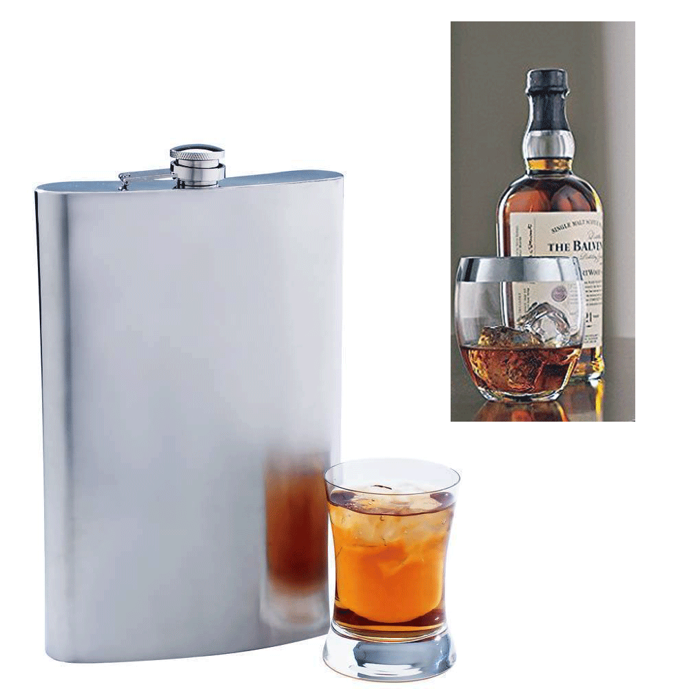 Jumbo Flask 64 oz Stainless Steel Alcohol Drink Cap Large Party Novelty
