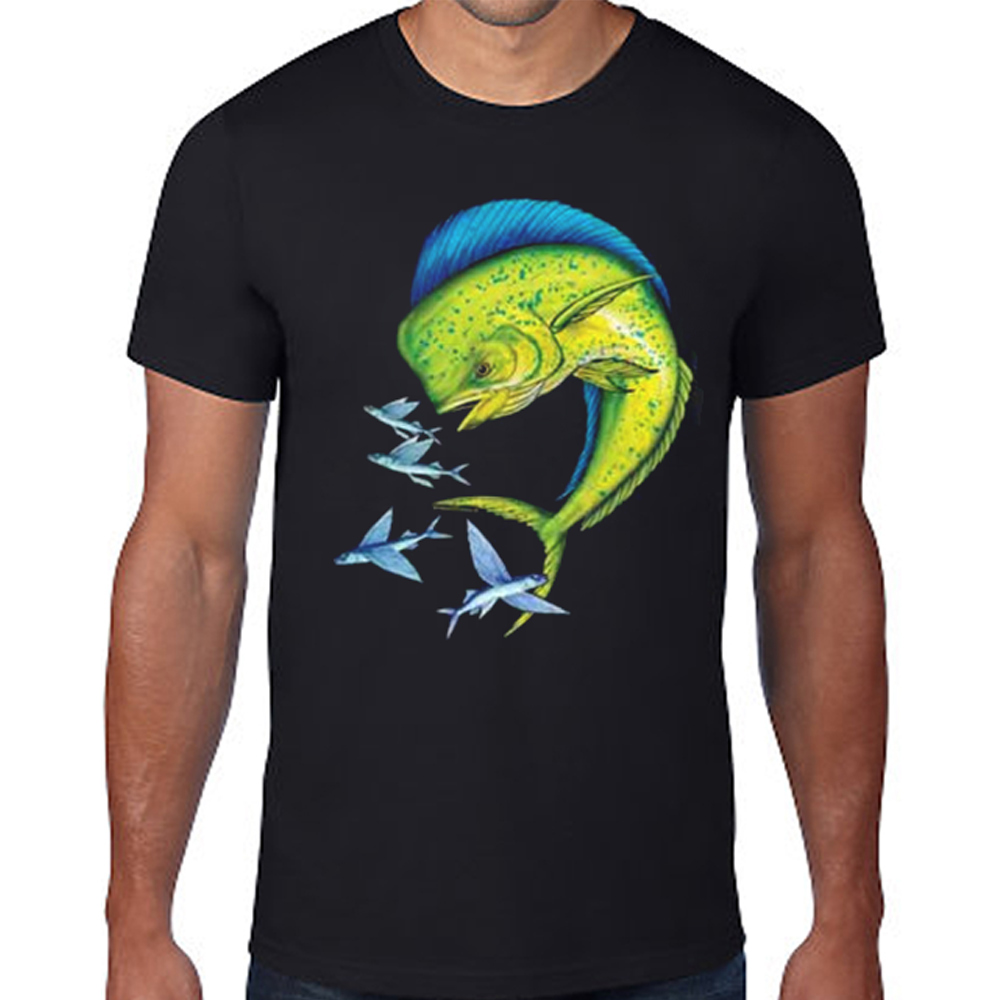Men's Mahi Mahi Flying Fish T Shirt Top 