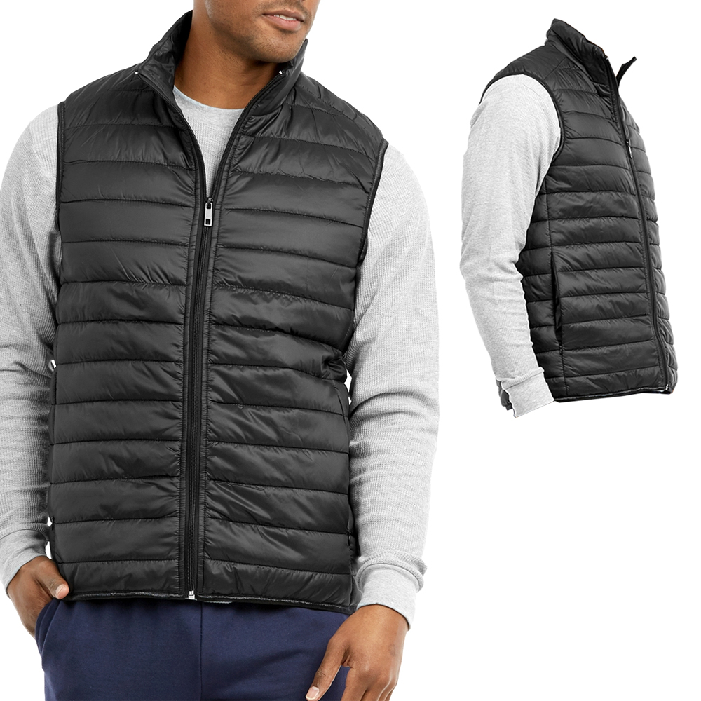 Rokka&Rolla Men's Lightweight Water-Resistant Packable Puffer Vest 