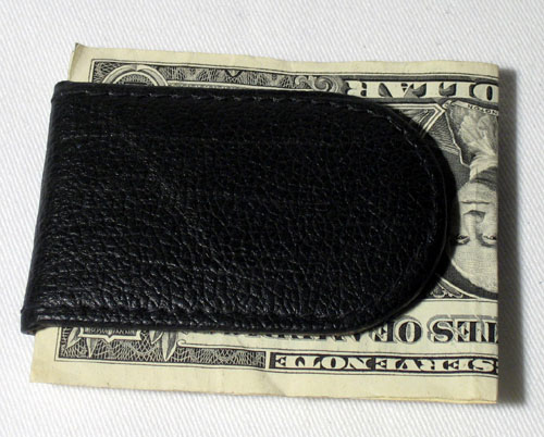 Black Leather Money Clip Magnetic Thin Wallet Holder Card Money Mens Gift New