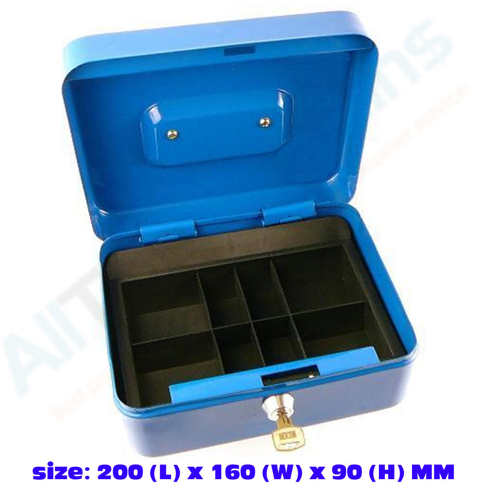 New Cash Box Bank Lock Key Money Coin Drawer Metal Steel Safe Security Jewelry