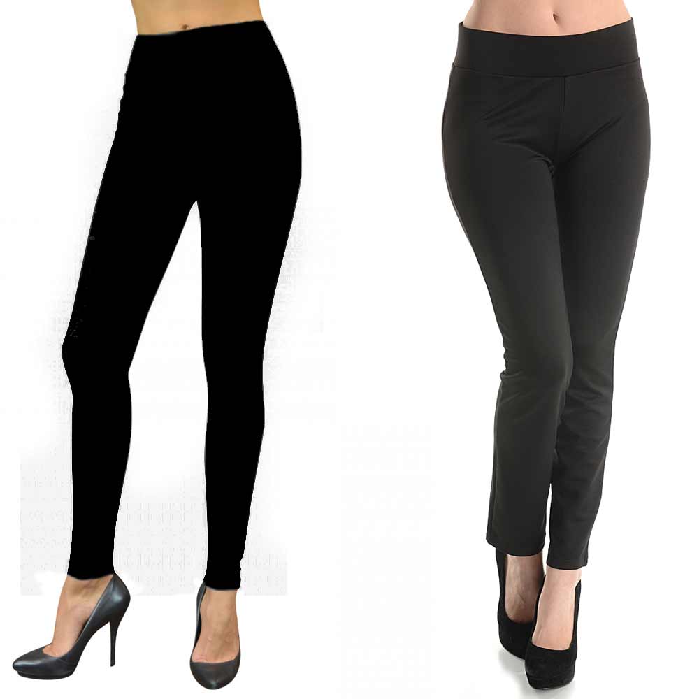 Womens Basic Cotton Full Length Leggings Spandex Pants Yoga Slim Sizes ...