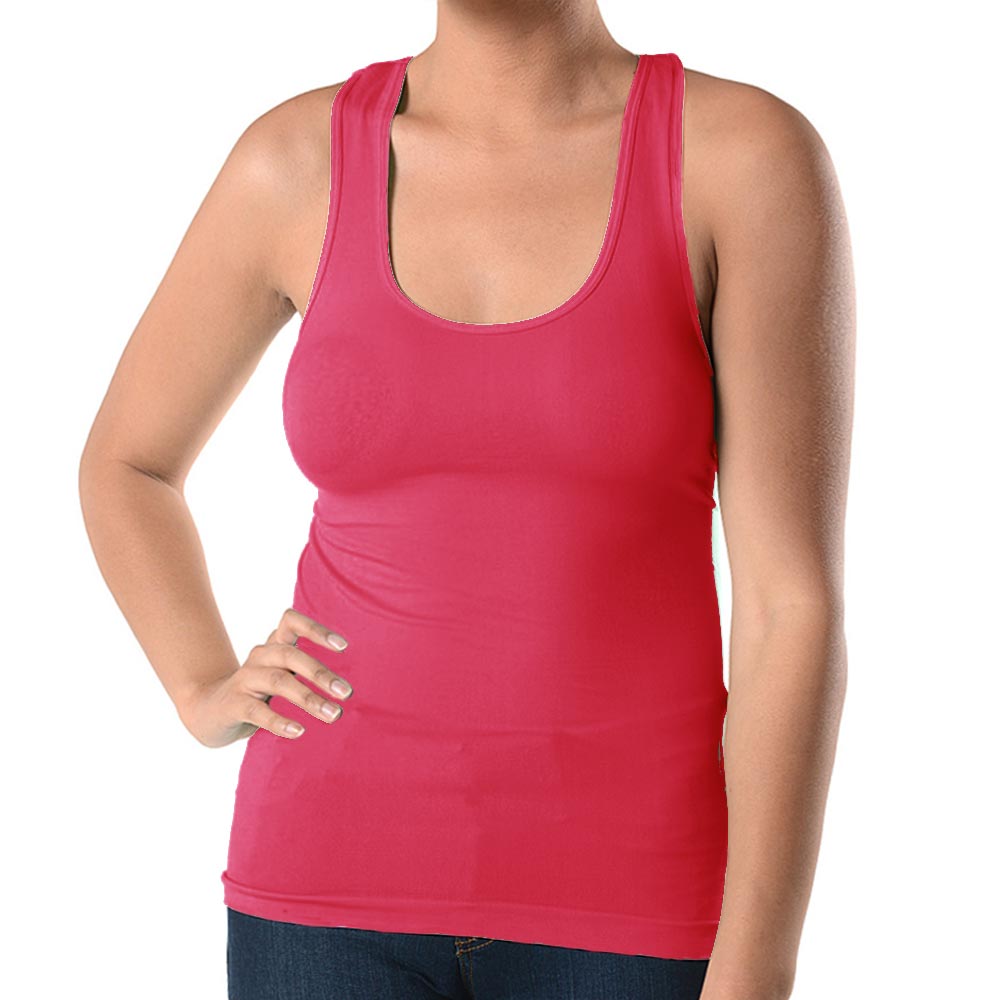 Womens Plus Size Basic Cami Tank Top Racerback Stretch Long Shirt Yoga ...