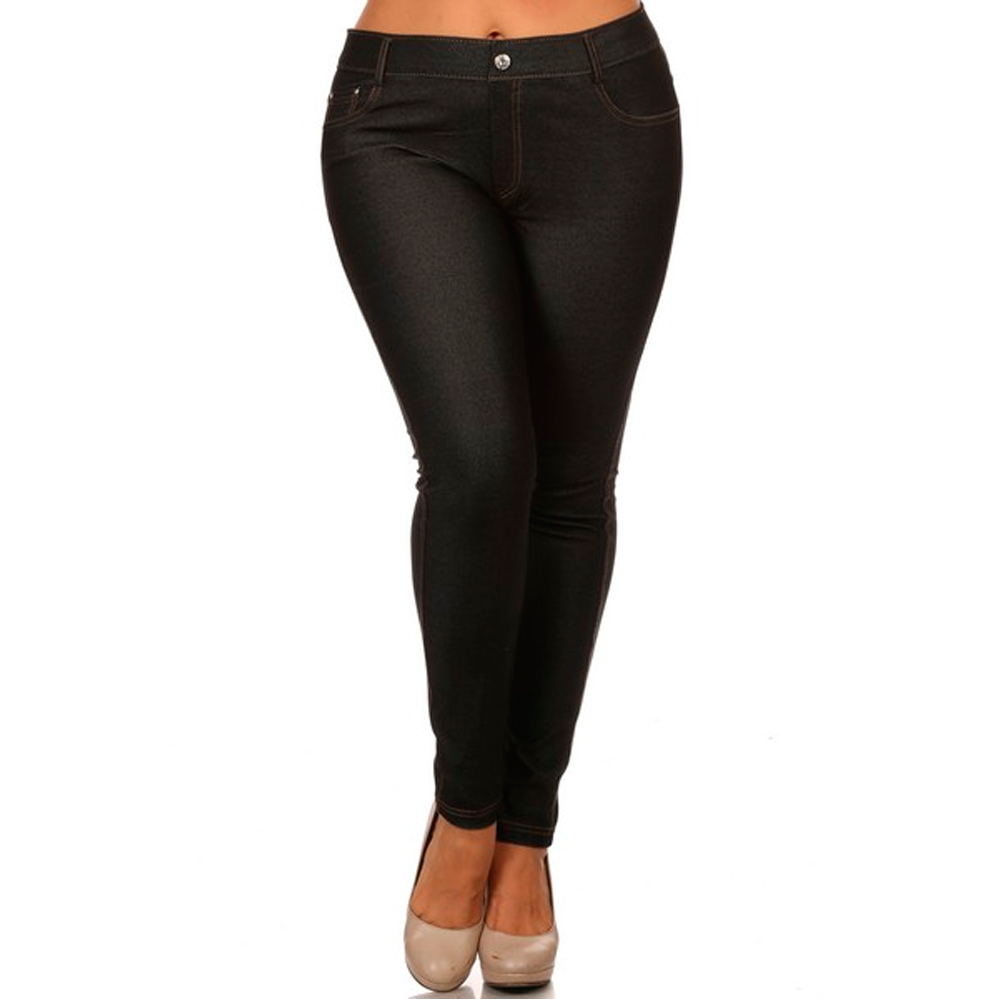 Womens Plus Size Jeans Look Skinny Slim Jeggings Stretch Pants XL-3XL ...