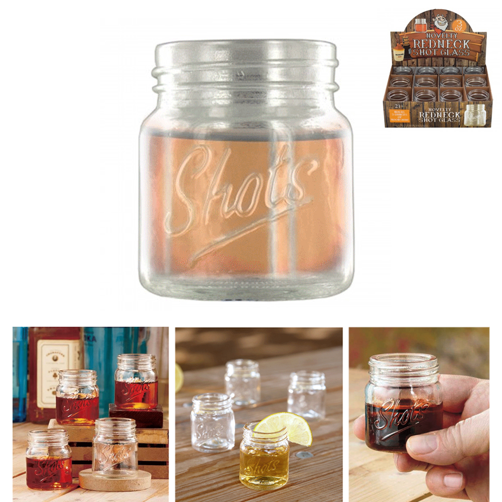 12 Pack Jar Shot Glasses Mini Mason Design 3oz Whiskey Moonshine Party