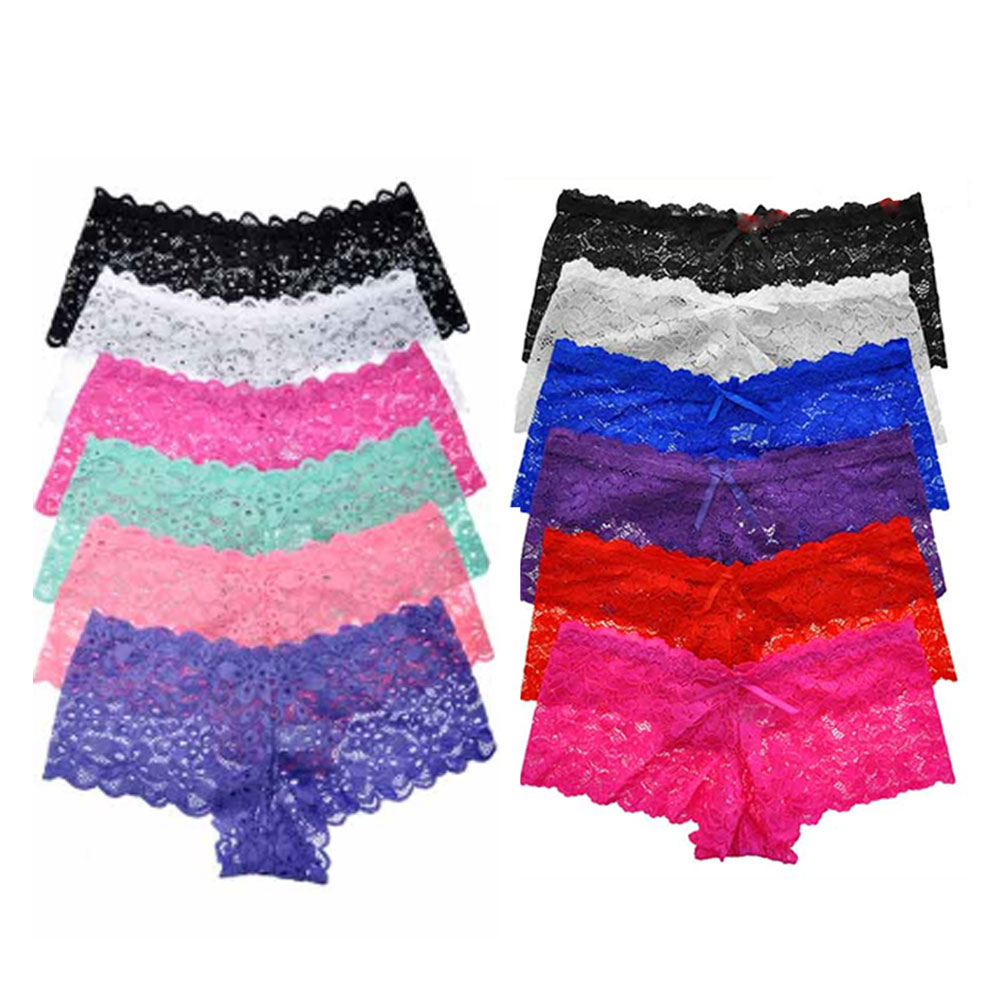 12 X Sexy Boy Shorts Lace Floral Hipster Panties Women Underwear Briefs