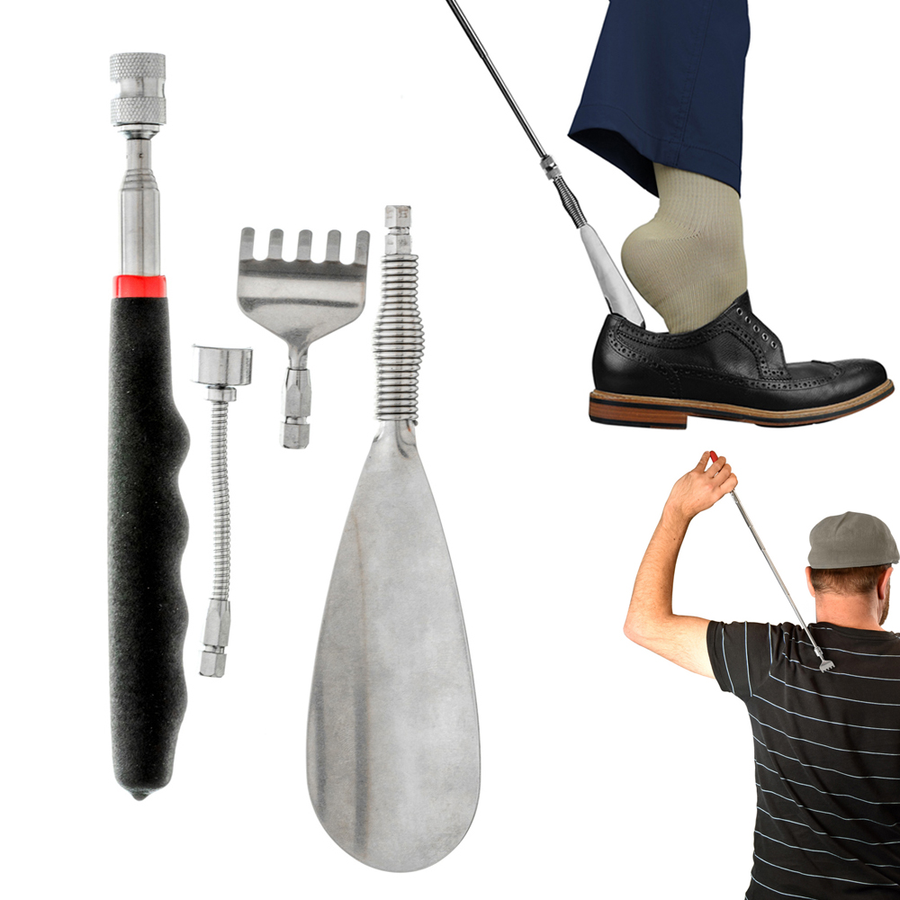 3in1 Telescopic 25" Multi Back Scratcher Shoe Horn Pick Up