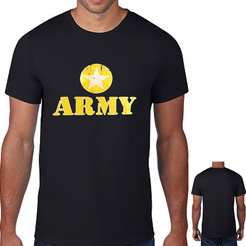 Mens T-Shirt Army Star Military Armed 