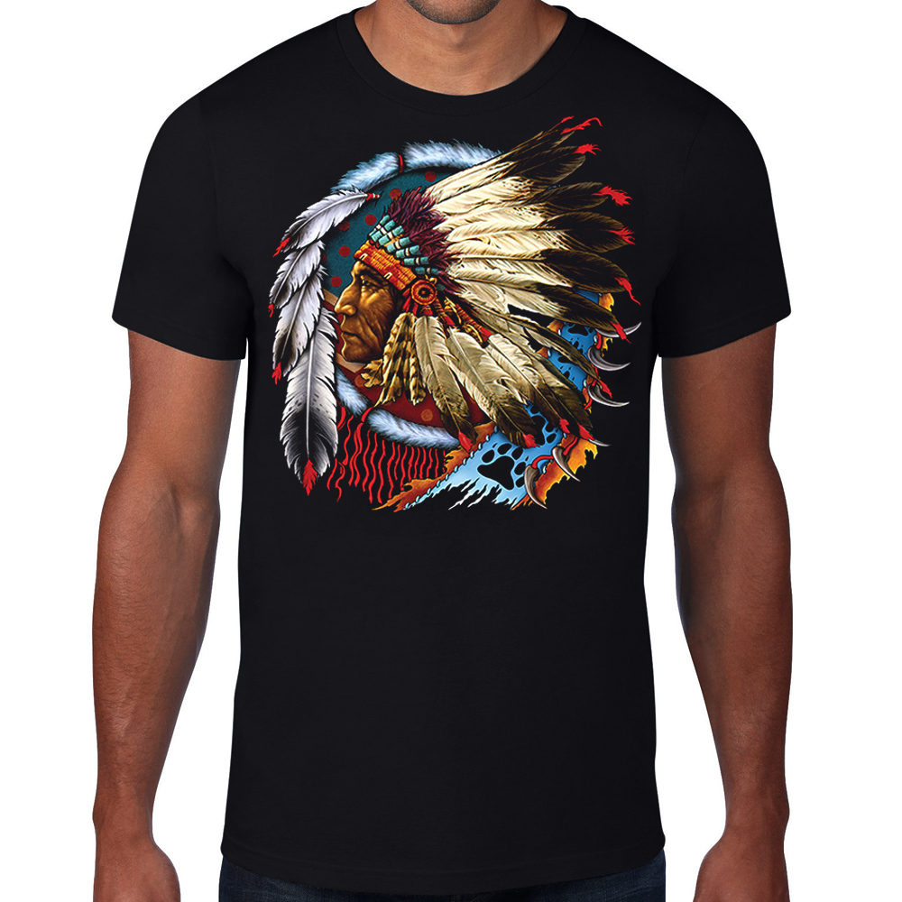 Mens Native American Indian Chief T Shirt Warrior Tshirt Graphic Tee ...