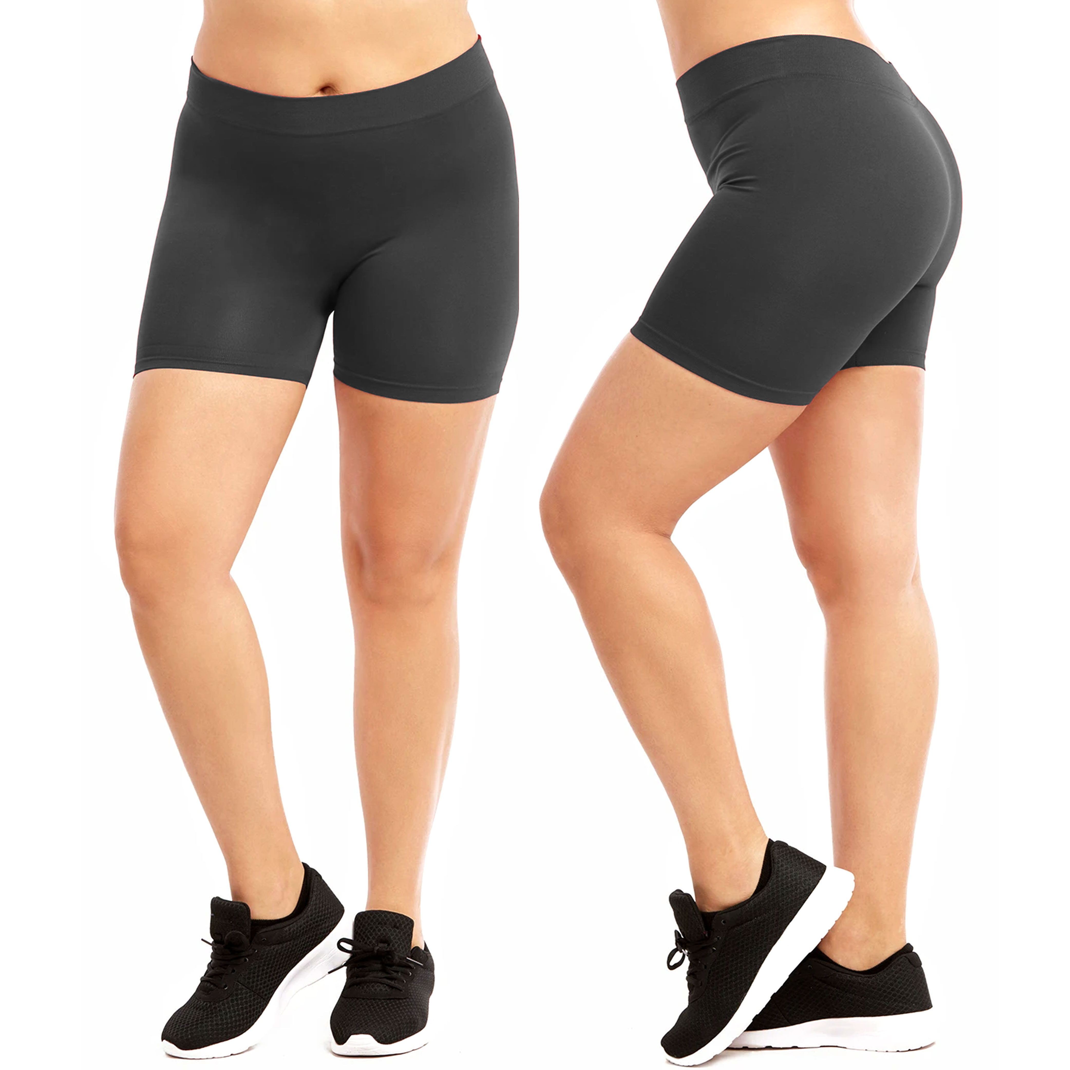 1 Plus Seamless Legging Stretch Bike Shorts Solid Colors Spandex Workout  Basic